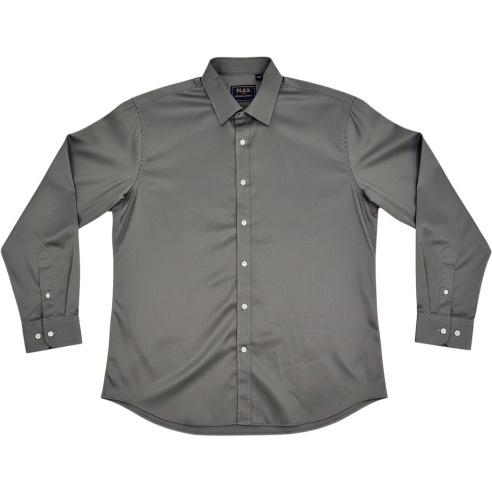 FLEX Mens Button Down Shirt Luxury Collection Gray XL Design In Italy